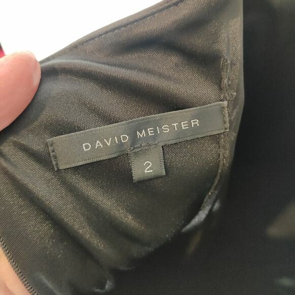 David Meister NWT Black Beaded Neckline Cocktail Dress Size 2 - Picture 9 of 15